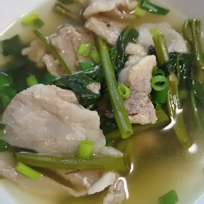 豚肉と空芯菜のしょうがスープ(^^)